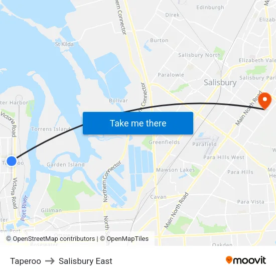 Taperoo to Salisbury East map