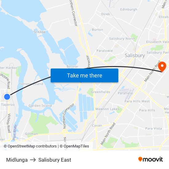 Midlunga to Salisbury East map