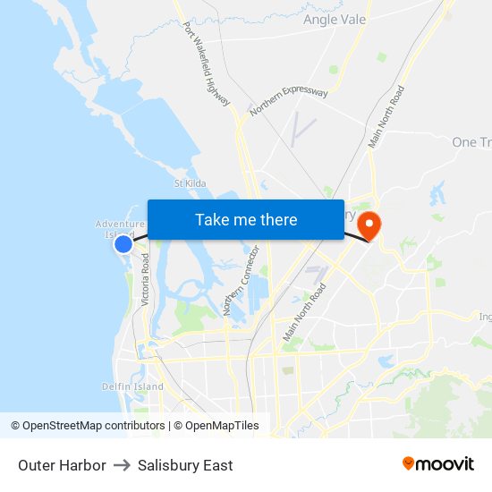 Outer Harbor to Salisbury East map