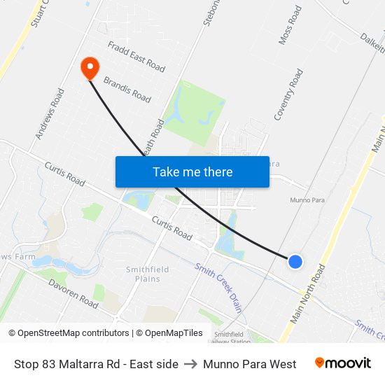 Stop 83 Maltarra Rd - East side to Munno Para West map