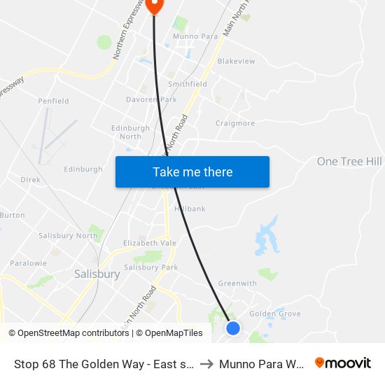 Stop 68 The Golden Way - East side to Munno Para West map