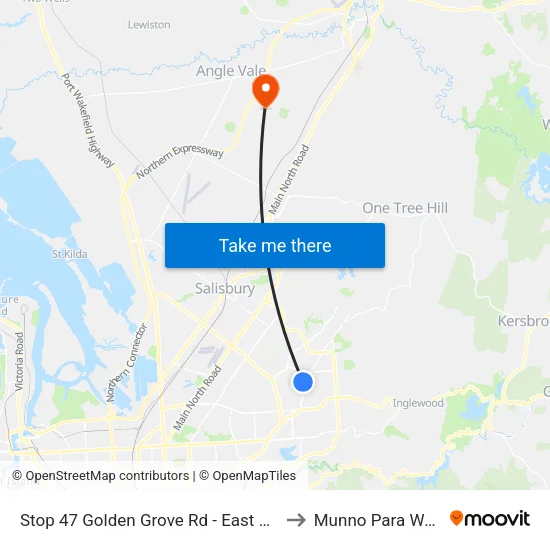 Stop 47 Golden Grove Rd - East side to Munno Para West map