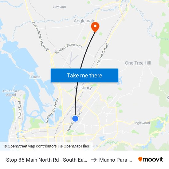 Stop 35 Main North Rd - South East side to Munno Para West map