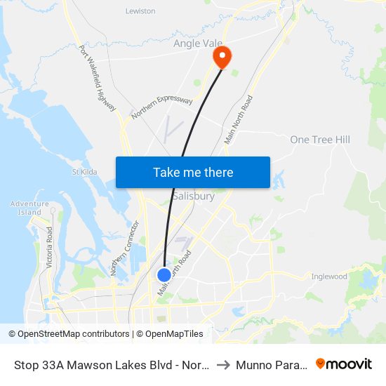 Stop 33A Mawson Lakes Blvd - North East side to Munno Para West map