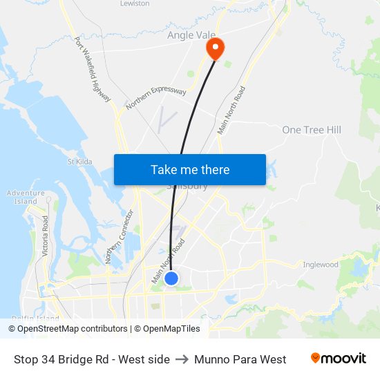 Stop 34 Bridge Rd - West side to Munno Para West map