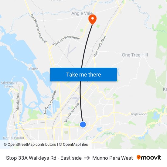 Stop 33A Walkleys Rd - East side to Munno Para West map