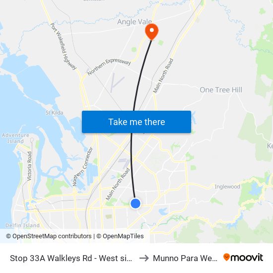 Stop 33A Walkleys Rd - West side to Munno Para West map