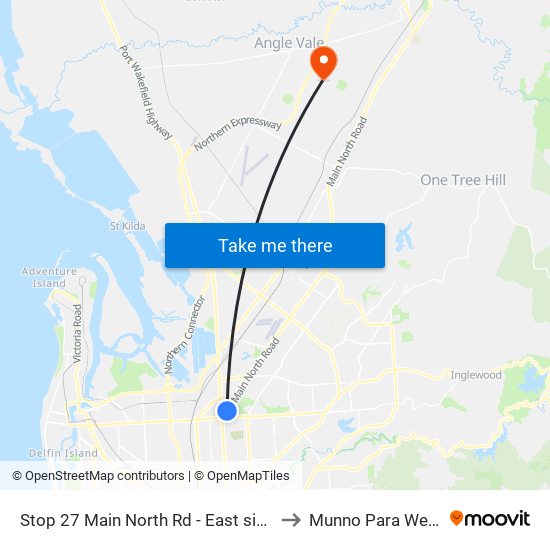 Stop 27 Main North Rd - East side to Munno Para West map