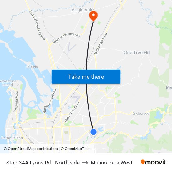 Stop 34A Lyons Rd - North side to Munno Para West map