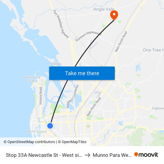 Stop 33A Newcastle St - West side to Munno Para West map