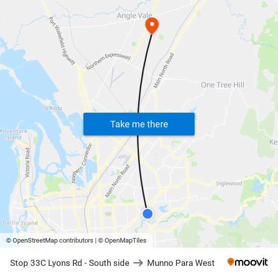 Stop 33C Lyons Rd - South side to Munno Para West map