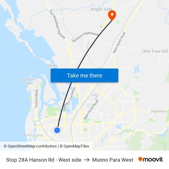 Stop 28A Hanson Rd - West side to Munno Para West map