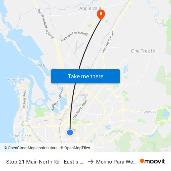 Stop 21 Main North Rd - East side to Munno Para West map