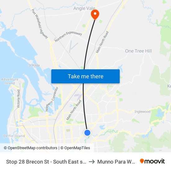 Stop 28 Brecon St - South East side to Munno Para West map