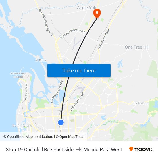 Stop 19 Churchill Rd - East side to Munno Para West map