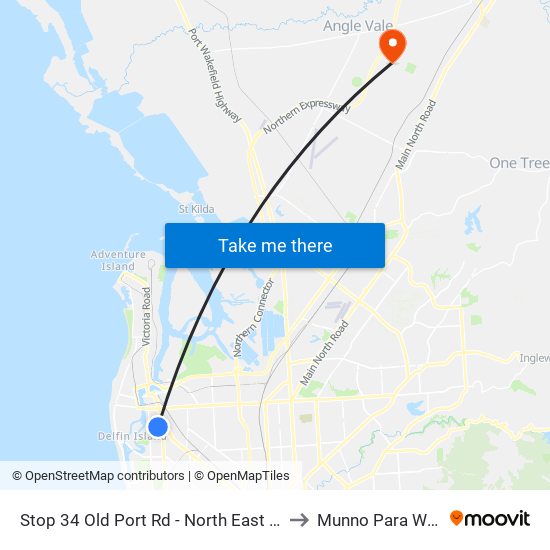 Stop 34 Old Port Rd - North East side to Munno Para West map