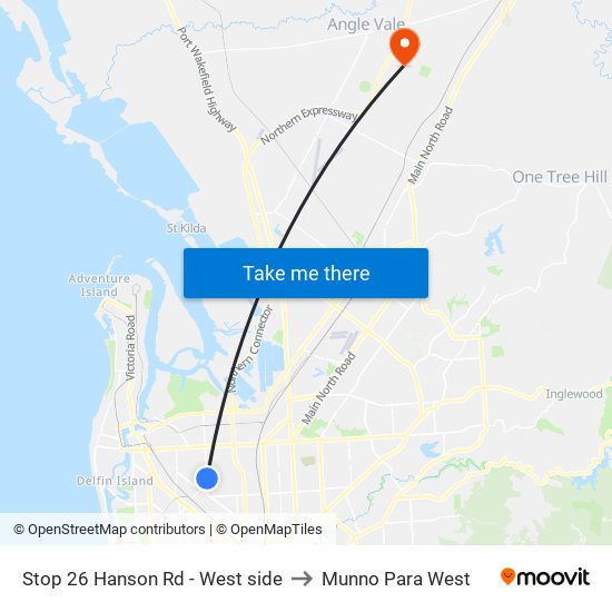 Stop 26 Hanson Rd - West side to Munno Para West map