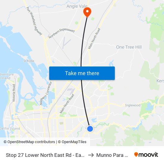 Stop 27 Lower North East Rd - East side to Munno Para West map