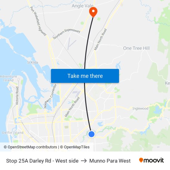 Stop 25A Darley Rd - West side to Munno Para West map