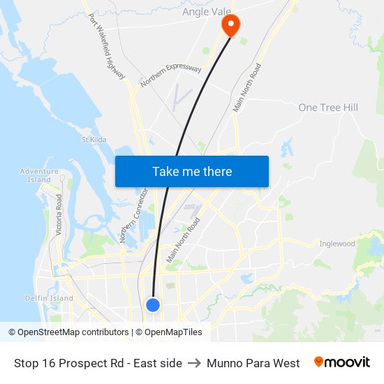 Stop 16 Prospect Rd - East side to Munno Para West map