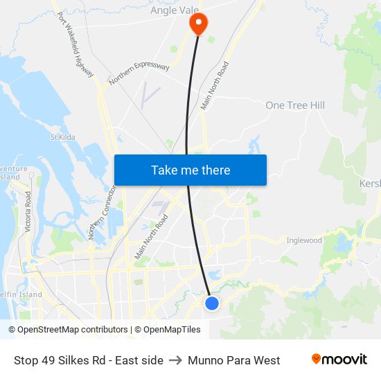 Stop 49 Silkes Rd - East side to Munno Para West map