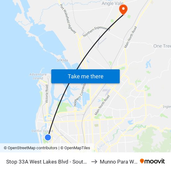 Stop 33A West Lakes Blvd - South side to Munno Para West map