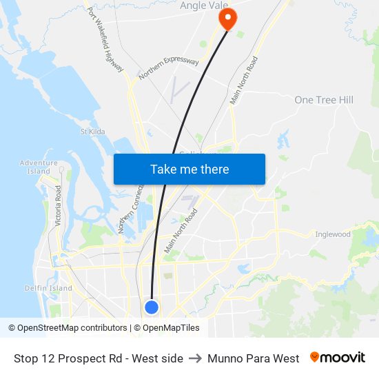 Stop 12 Prospect Rd - West side to Munno Para West map