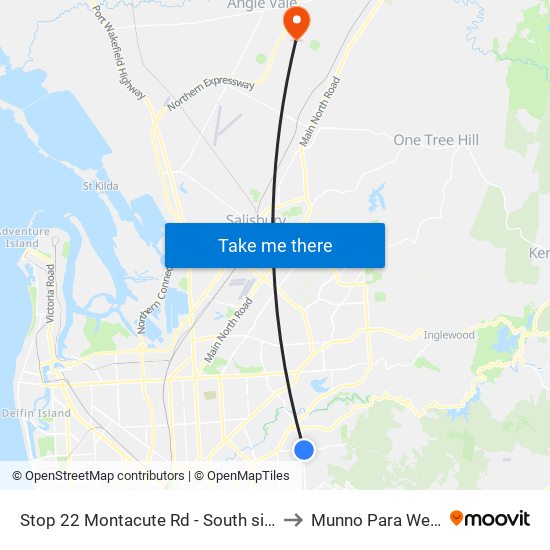 Stop 22 Montacute Rd - South side to Munno Para West map