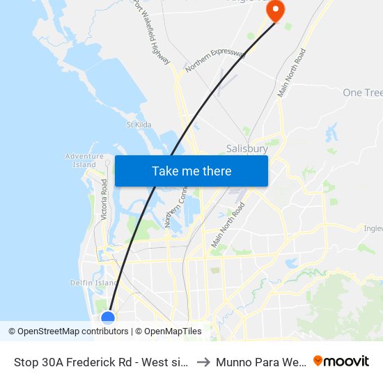 Stop 30A Frederick Rd - West side to Munno Para West map