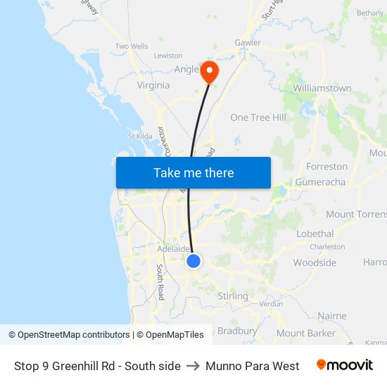 Stop 9 Greenhill Rd - South side to Munno Para West map