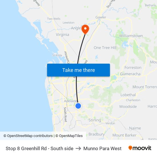 Stop 8 Greenhill Rd - South side to Munno Para West map