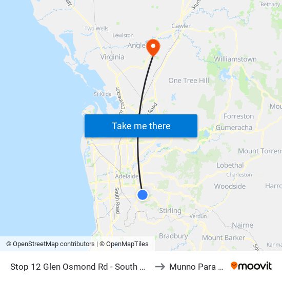 Stop 12 Glen Osmond Rd - South West side to Munno Para West map