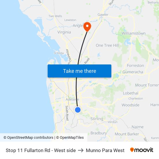 Stop 11 Fullarton Rd - West side to Munno Para West map