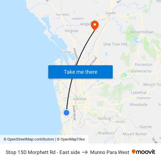 Stop 15D Morphett Rd - East side to Munno Para West map