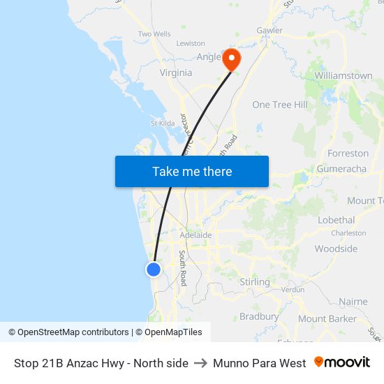 Stop 21B Anzac Hwy - North side to Munno Para West map