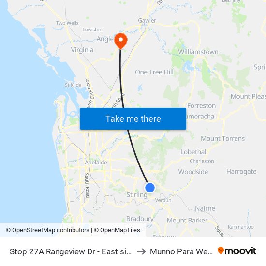 Stop 27A Rangeview Dr - East side to Munno Para West map