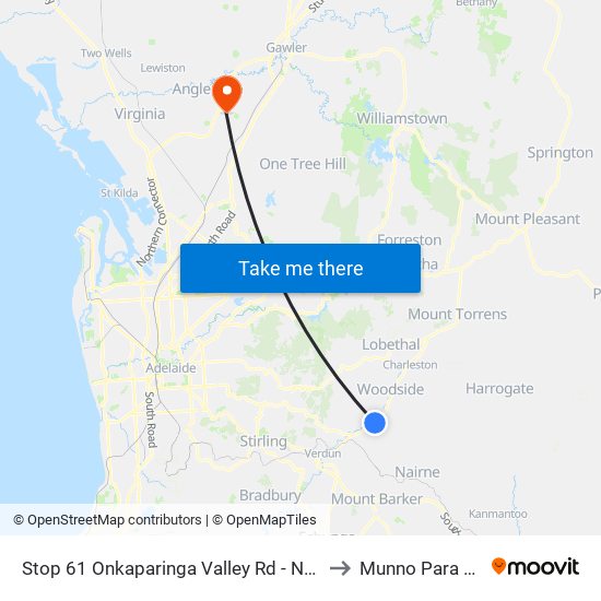 Stop 61 Onkaparinga Valley Rd - North side to Munno Para West map