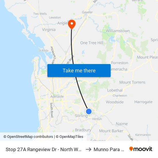Stop 27A Rangeview Dr - North West side to Munno Para West map