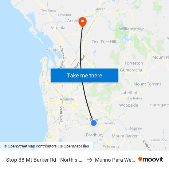 Stop 38 Mt Barker Rd - North side to Munno Para West map