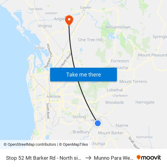 Stop 52 Mt Barker Rd - North side to Munno Para West map