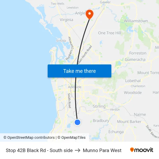 Stop 42B Black Rd - South side to Munno Para West map
