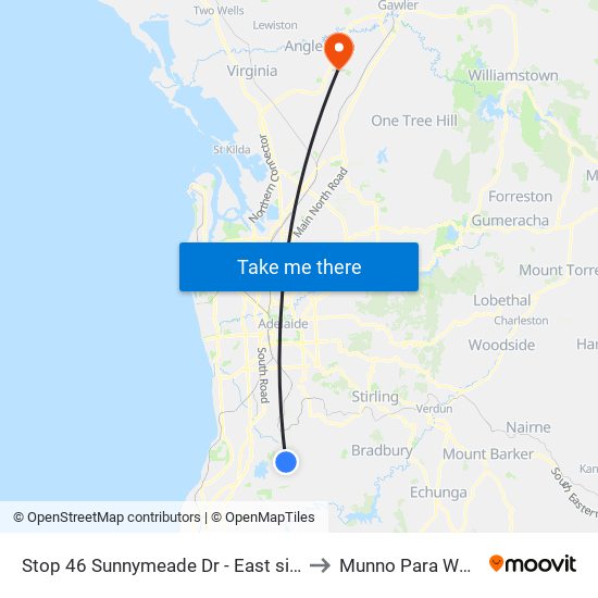 Stop 46 Sunnymeade Dr - East side to Munno Para West map