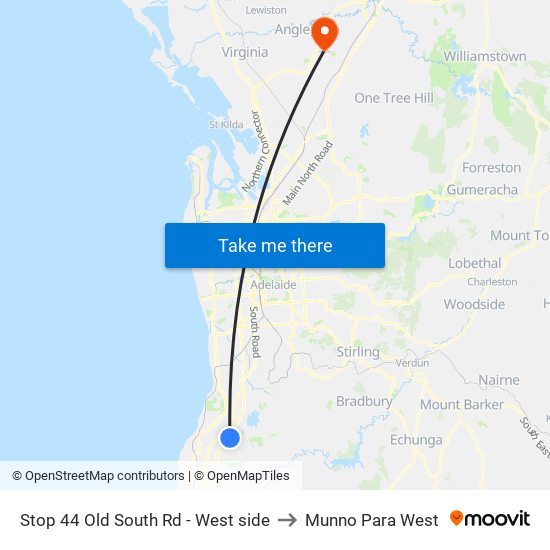 Stop 44 Old South Rd - West side to Munno Para West map