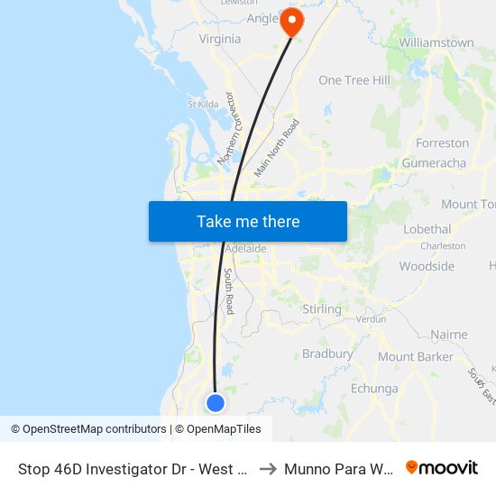 Stop 46D Investigator Dr - West side to Munno Para West map