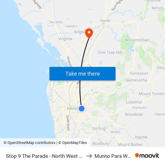 Stop 9 The Parade - North West side to Munno Para West map