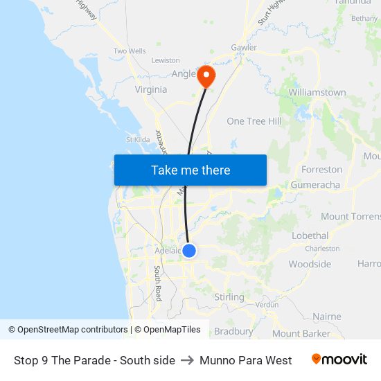 Stop 9 The Parade - South side to Munno Para West map