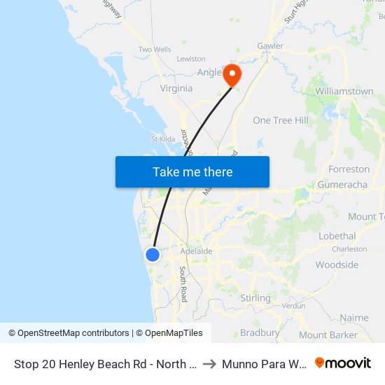 Stop 20 Henley Beach Rd - North side to Munno Para West map