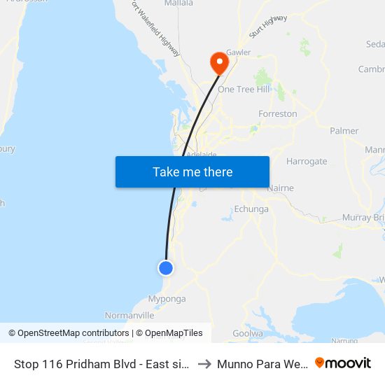 Stop 116 Pridham Blvd - East side to Munno Para West map