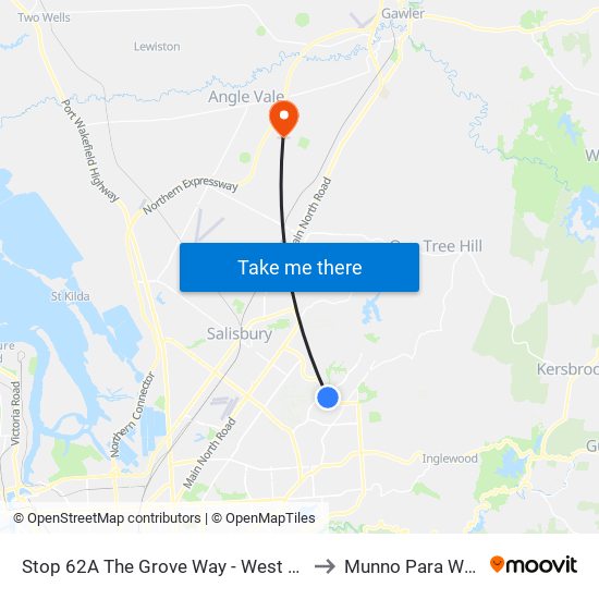 Stop 62A The Grove Way - West side to Munno Para West map