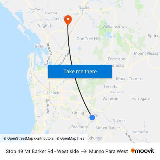 Stop 49 Mt Barker Rd - West side to Munno Para West map
